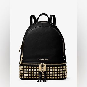 Michael Kors Backpack Rhet Medium Studded Pebbled black Leather New w/t tag